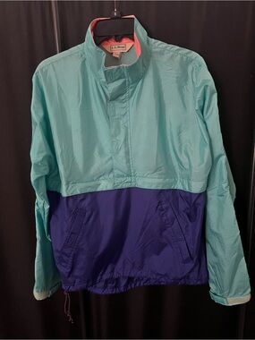 L.L. Bean Pullover Windbreaker Jacket - Aqua & Purple